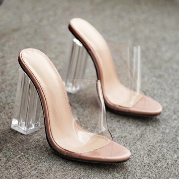 Tease me: Clear Peep Toe Square Heels - Picture 4 of 4